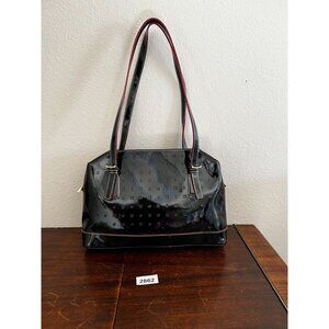 Arcadia Black Patent Leather Tote Bag Italy Double Handles Interior Pockets
